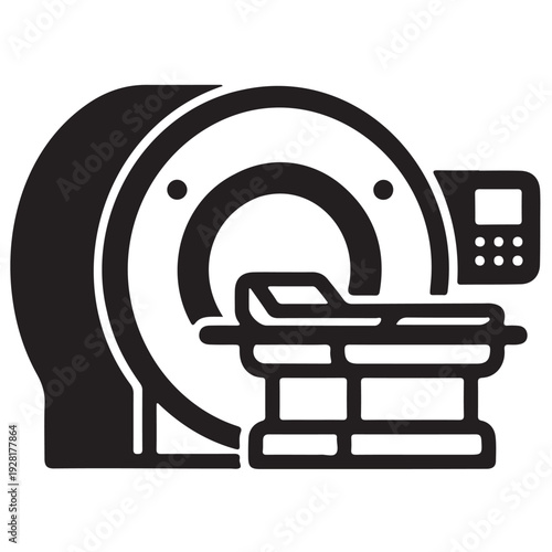 Modern MRI machine scanner vector illustration for medical diagnostics and hospital imaging.