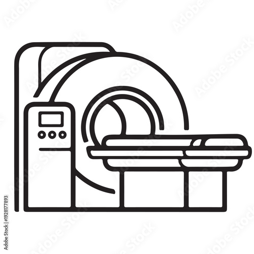 Modern MRI machine scanner vector illustration for medical diagnostics and hospital imaging.