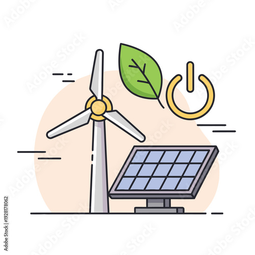 Renewable energy sources like solar panels and wind turbines represent a sustainable future and a clean power revolution for the planet