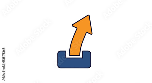 Upward Orange Arrow Button Icon.