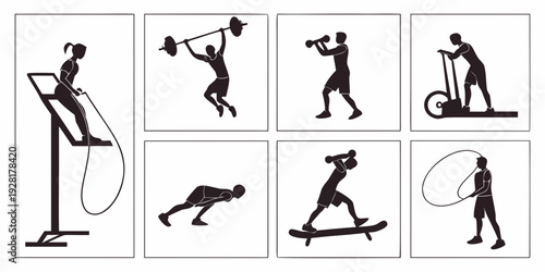 A collection of diverse activities and exercises for daily fitness and health Vector