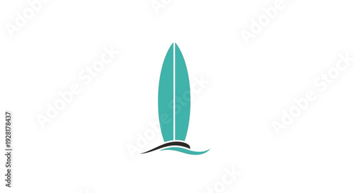 Teal Surfboard on the Beach.