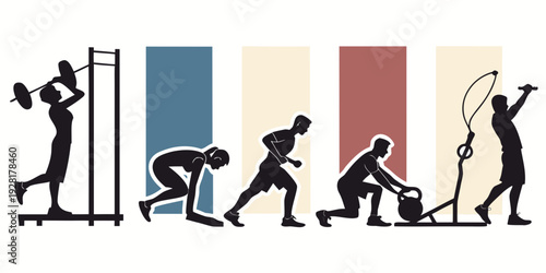 Illustration of various exercise activities for a healthy lifestyle Vector