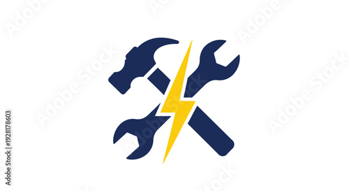 Tools Crossed Wrench and Hammer.