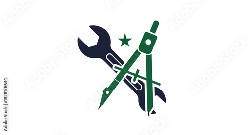 Tools Icon Wrench Pencil Compass.