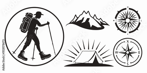 Outdoor enthusiast preparing for a journey with a map and compass Vector