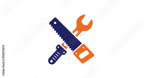 Tools icons saw and wrench combined.