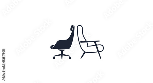 Two office chairs on white background.