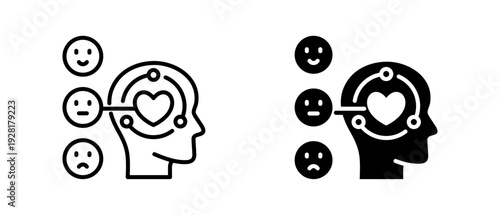 Emotional Intelligence  icon set with style outline and solid. vector simple elements for design and presentation.