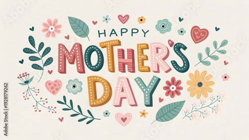 Happy Mother’s Day Card Set with Modern Colorful Design, Trendy Floral Greeting Collection for Mom Celebration, Minimal Contemporary Pastel Illustration Template