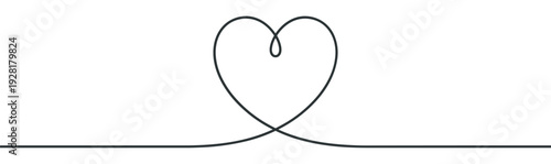 Single continuous black line forms a heart shape in the center, symbolizing love and connection with a minimalist, elegant, and simple graphic design