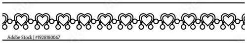 Seamless decorative border with small hearts and circle patterns in folk style