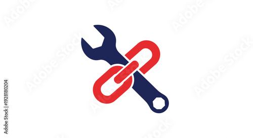 Wrench and Chain Link Illustration.