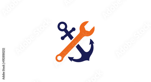 Wrench and anchor nautical tool.