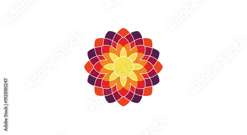 Vibrant Mosaic Flower Design Element.