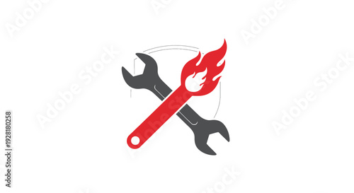 Wrench and flame tool icon.