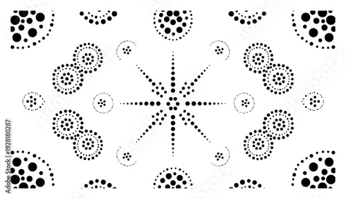 Abstract aboriginal dot art pattern with circular motifs