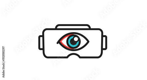 Virtual Reality Headset with Eye Icon.