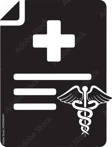 Medical report icon black and thite vector
