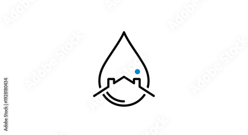 Water Droplet Icon With Cityscape Inside.