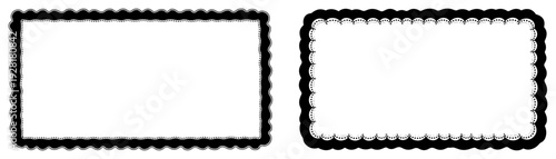 Set of two rectangular frames with decorative scalloped or lace edges for design projects
