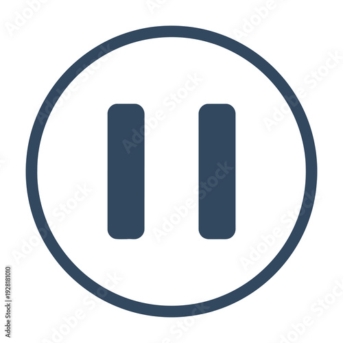 Pause symbol displayed on minimalist white background for media concepts