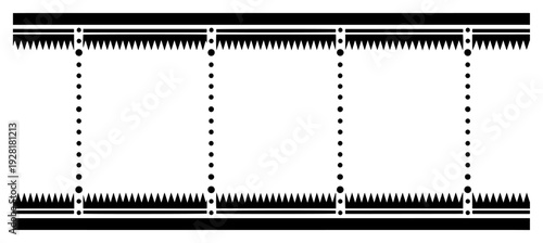Geometric tribal border pattern with zigzag edges and vertical dotted dividers