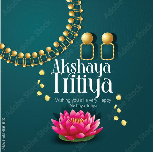 Akshaya Tritiya festival greeting card with traditional jewelry design elements