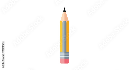 A sharpened yellow pencil with a pink eraser, isolated on a white background