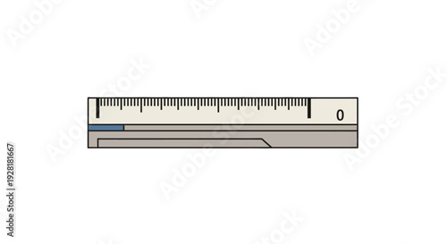 A sleek, minimalist vector illustration depicting a horizontal measuring ruler or scale with clear incremental markings and a prominent zero point, ideal for technical, design, or educational contexts