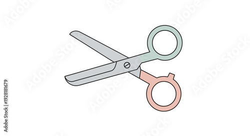 Clean vector artwork featuring a pair of partially open scissors, representing a fundamental cutting instrument used across multiple settings from creative hobbies to practical daily chores