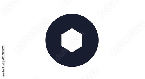 Black Circle with Hexagon Cutout Logo.