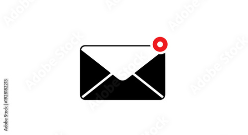 Black Envelope with Red Notification Icon.