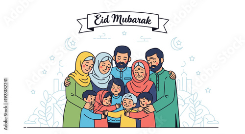 Happy Muslim Family Celebrating Together