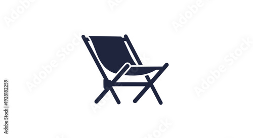 Black Folding Beach Chair Icon.