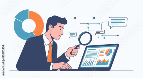 Businessman Analyzing Data on Laptop