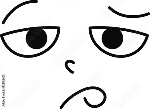 Skeptical Cartoon Face Line Art