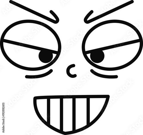Evil grinning cartoon face icon