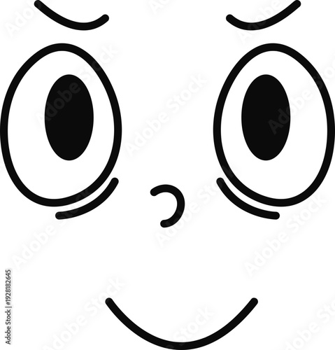 Cute Cartoon Face Line Drawing