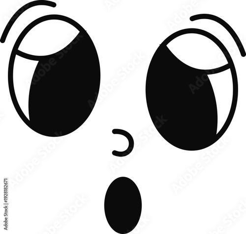 Surprised cartoon face vector icon