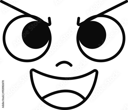 Evil cartoon face vector icon