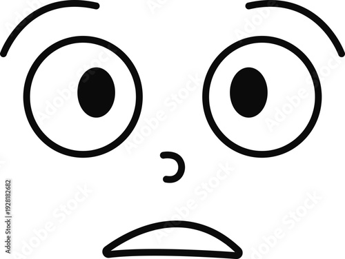 Worried cartoon face line drawing