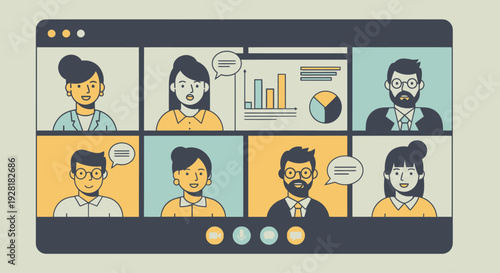 Virtual Meeting with Colleagues Online