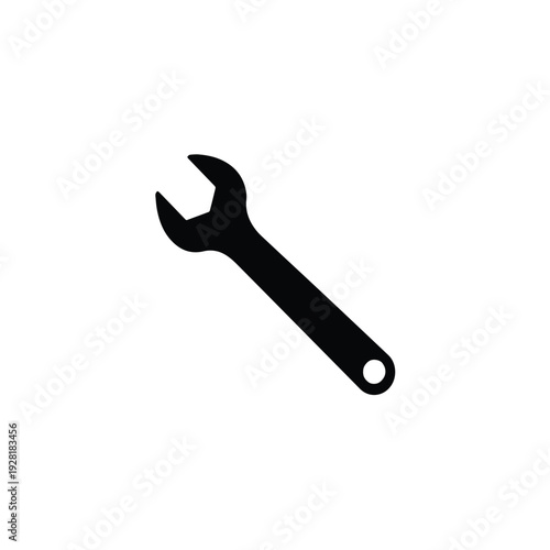 Black adjustable wrench on white background tool