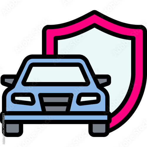 insured car icon in filled line style