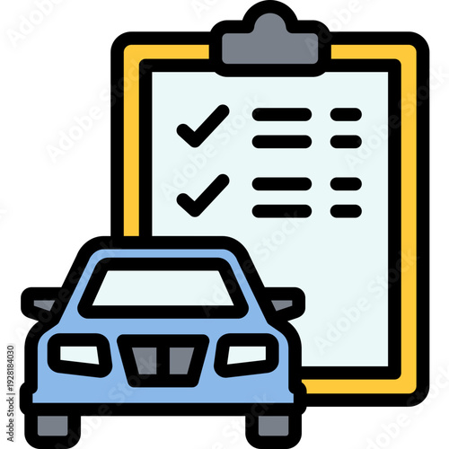 car inspection icon in filled line style