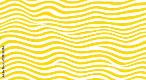 Fotografía Yellow Wavy Lines on White Background