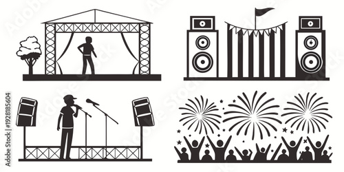 A diverse collection of icons representing various activities and concepts. Vector