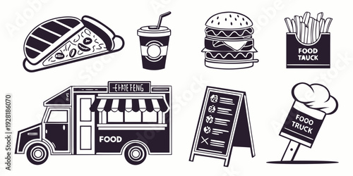 A variety of vehicles and transportation modes illustrated in a simple line art style Vector