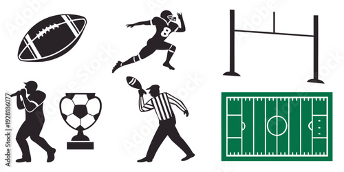 Illustration of various sports and their equipment with athletes in action Vector